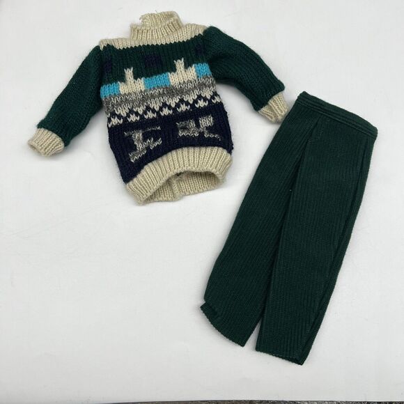Vintage Barbie Fashion Avenue Ken Fashions Green Blue Sweater Green Pants #14676 - Picture 1 of 3
